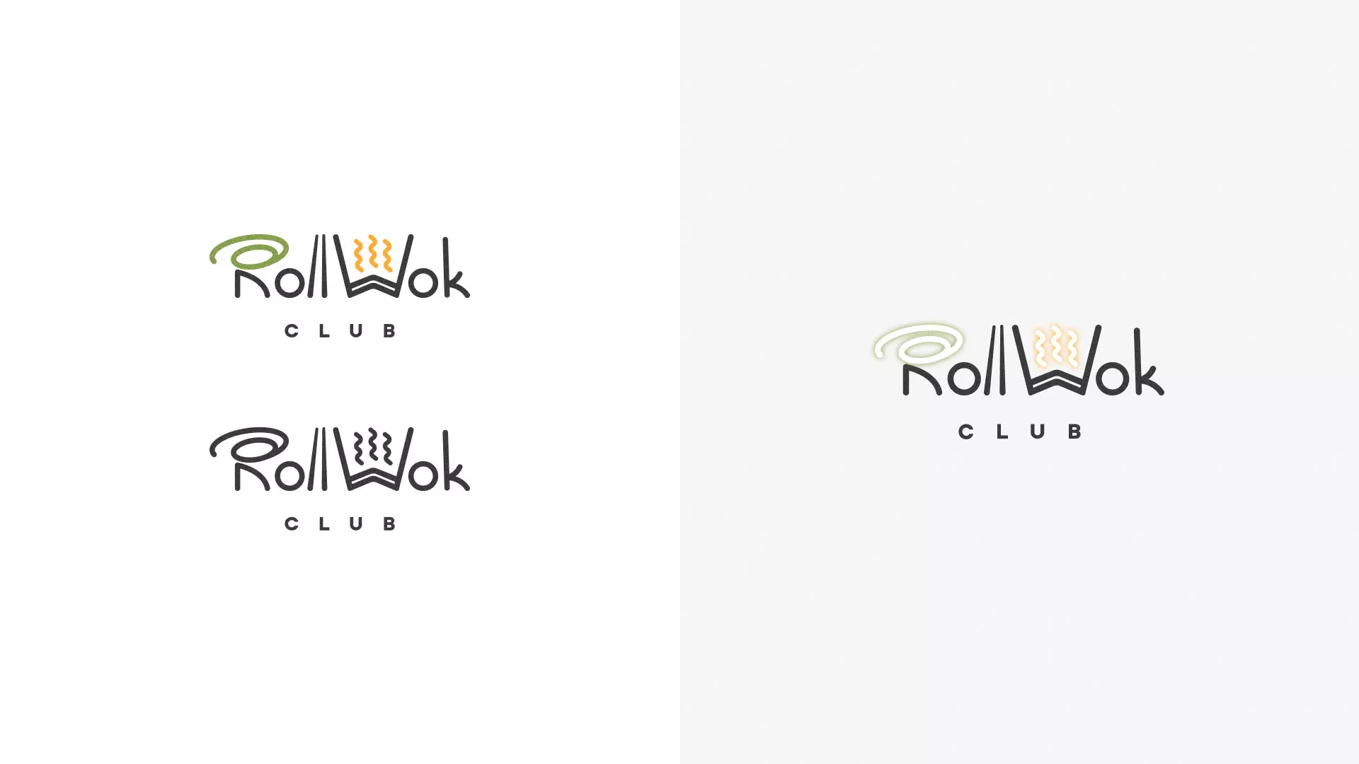 Разработка логотипа и фирменного стиля суши-бара «Roll Wok Club» в Унече