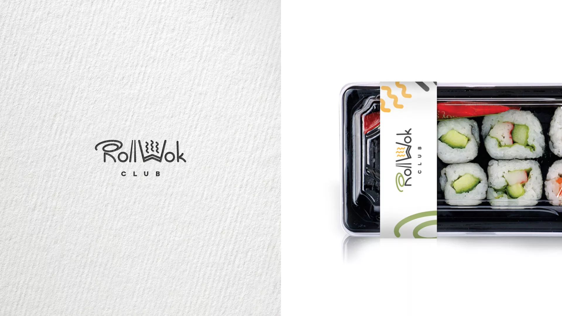 Разработка наклеек для суши-бара «Roll Wok Club» в Унече