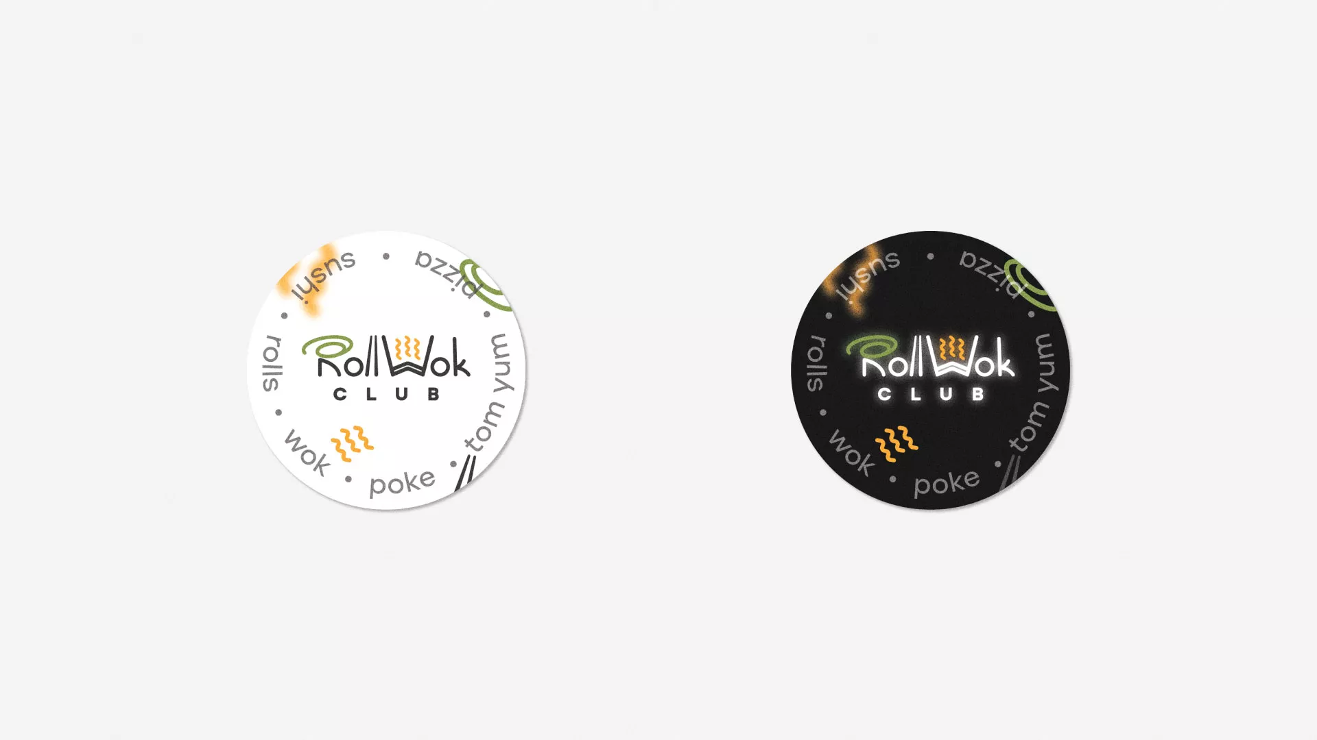 Разработка наклеек для суши-бара «Roll Wok Club» в Унече